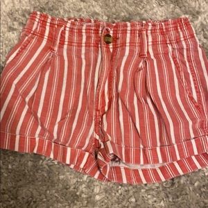 red pinstripe shorts